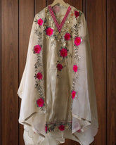 Designer Shimmer Tissue Suit with 3D Gotta Work for Festive Wear