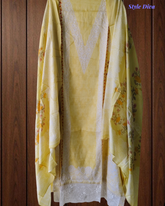 Soft Cotton Digital Print Suit with Daman Lacing & Pearl Highlights