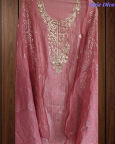 Pure Mul Chanderi Embroidered Un-Stitched Suit with Mukesh Dupatta