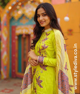 Cotton Rayon Appliqué Work Un-Stitched Suit Set