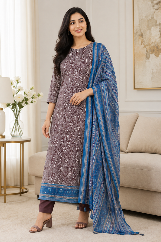 Cotton Maheshwari Digital Print Un-Stitched Suit with Maheshwari Dupatta