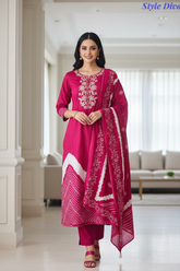 Cotton Digital Print Zari Embroidery Unstitched Suit with Mul Cotton Dupatta