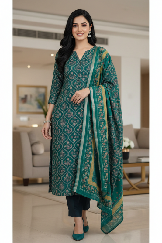Cotton Maheshwari Digital Print Un-Stitched Suit with Maheshwari Dupatta