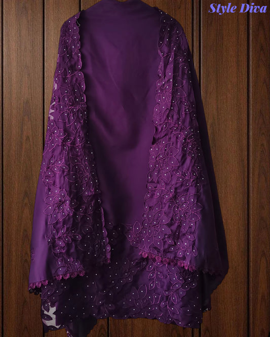 Modal Laser Cut Applique Work Unstitched Suit with Embroidered Modal Dupatta