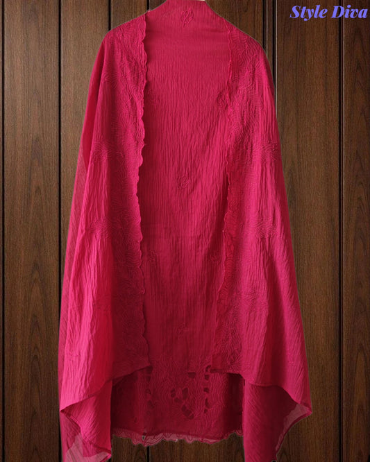 Premium Mul Cotton Unstitched Suit with Laser Cut Embroidery and Embroidered Dupatta