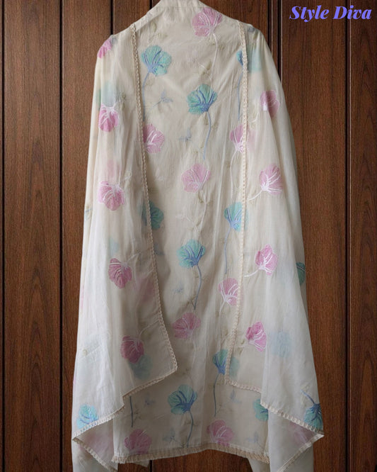 SD1122 - Pure Cotton Overall Embroidered Unstitched SuitA With Embroidered Dupatta