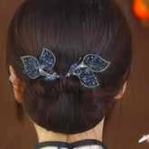 Rhinestone Flower Hair Clip Bun Maker Elegant Lazy Hair Twists Non-fall French Feather Accessories for Women & Girls 1 Pcs (Black French) (GRACE)