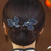 Rhinestone Flower Hair Clip Bun Maker Elegant Lazy Hair Twists Non-fall French Feather Accessories for Women & Girls 1 Pcs (Black French) (GRACE)