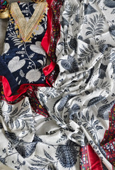 Pure Cotton Unstitched Suit Set with Mul Mul Printed Dupatta & Neck Embroidery