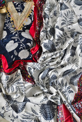 Pure Cotton Unstitched Suit Set with Mul Mul Printed Dupatta & Neck Embroidery