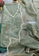 Shimmer Tissue Unstitched Suit Set with All-Over Swarovski Work