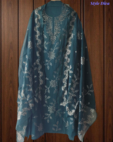 Exclusive Mul Chanderi Un-Stitched Suit Featuring Elegant Mukesh Embellishment