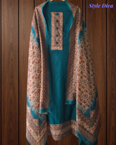 Winter Wear- Elegant Pashmina Winter Suit Set with Printed Neck & Daman Accents