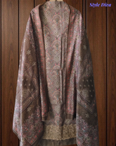 Winter Wear- Elegant Floral Pashmina Suit with Embroidered Daman Un-Stitched Suit