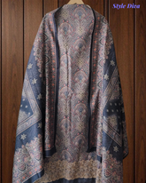 Winter Wear- Elegant Floral Pashmina Suit with Embroidered Daman Un-Stitched Suit