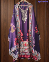 Graceful Muslin Semi-Stitched Suit with Pita Work Accents