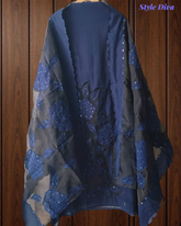 Designer Mul Chanderi Appliqué Work Un-Stitched Suit Set with Organza Dupatta