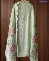 Georgette Lucknowi Embroidered Un-Stitched Suit with Crochet Lacing & Digital Print Dupatta