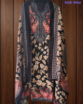 Pure Cotton Digital Print Un-Stitched Suit with Highlighting Embroidery