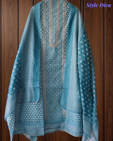 Maheshwari Zari & Mirror Work Un-Stitched Suit Set