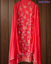 Georgette Sequence Work Unstitched Suit with Chiffon Golden Border Dupatta