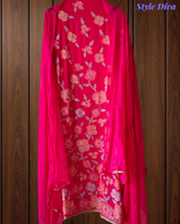 Georgette Sequence Work Unstitched Suit with Chiffon Golden Border Dupatta