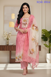 Kota Digital Printed Un-Stitched Suit with Knot & Sequin Highlighting