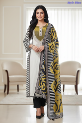 Trending - Muslin Digital Print Semi-Stitched Suit with Mirror Highlighting