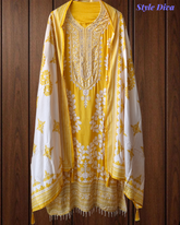 Muslin Digital Print Semi-Stitched Suit with Sequence Highlighting With Muslin Dupatta