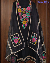 Organza Colorful Embroidery Un Stitched Suit with Jute & Crochet Lace and Matching Dupatta