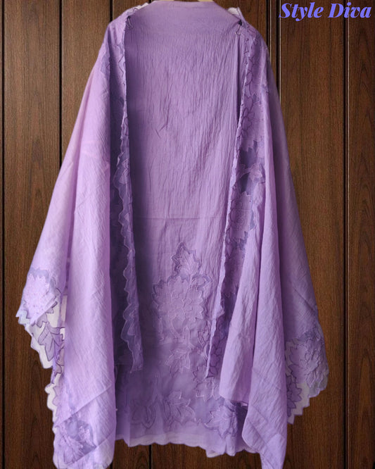 Mul Chanderi Appliqué Unstitched Suit with Mul Chanderi Dupatta