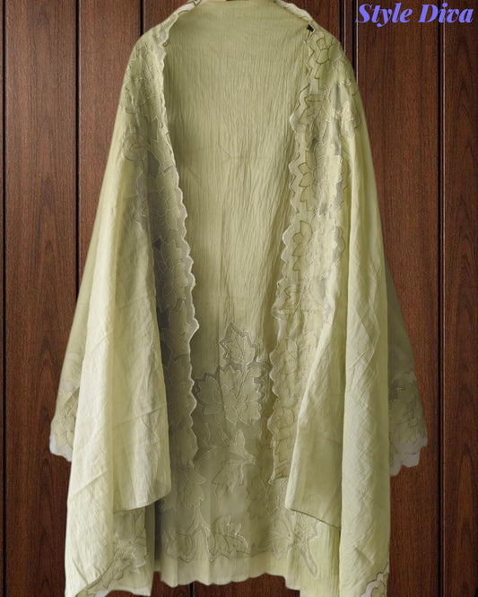 Mul Chanderi Appliqué Unstitched Suit with Mul Chanderi Dupatta