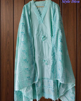 Cotton Printed Suit Set with Crochet Lacing & 3D Texture Work