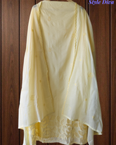 Cotton Laser Cut & Embroidered Unstitched Suit with Scalloped Dupatta (3 Pc Set)