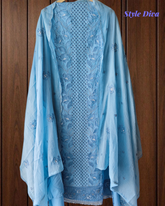 Pure Cotton Laser Cut Embroidered Un Stitched Suit with Mul Cotton Dupatta
