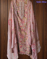 Pure Cotton Digital Print Unstitched Suit with Zari Patch Work & Chiffon Dupatta