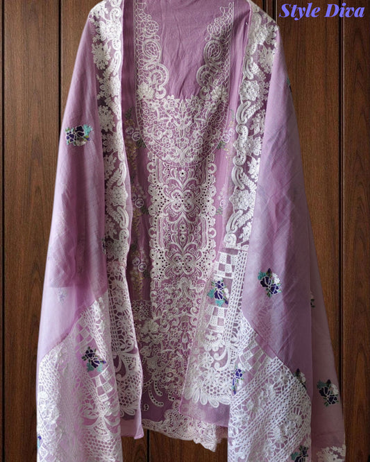 🌸 Pakistani Cotton Embroidery Suit Set – 3 Pc Elegance with Printed Dupatta 🌸