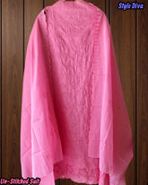 Pure Cotton Thread Embroidered Unstitched Suit with Scalloped Dupatta