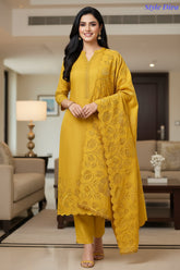 Modal Laser Cut Embroidered Un-Stitched Suit with Designer Dupatta