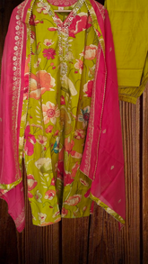 Muslin Kurta with Thread Embroidery & Croatia Lacing – Fully Stitched 3-Piece Suit Set with Shantoon Pants