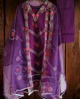 Stylish Organza Digital Printed Kurta Set with Mirror Work & Printed Dupatta – Fully Stitched