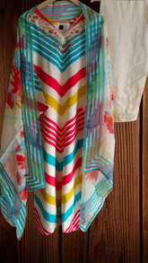 Elegant Muslin Digital Printed 3-Piece Suit with Hand Work – Stitched Set with Organza Dupatta