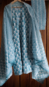 Cotton Printed Fully Stitched 3-Piece Suit with Gota Work Highlights & Dupatta