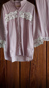 Elegant Muslin Co-Ord Set with Croatia Lacing – 2 Pc Shirt & Pant Set