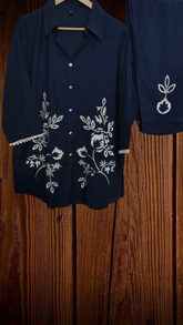 Muslin Embroidery Co-Ord Set – 2 Pc Shirt & Stitched Pants