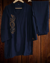 Muslin Embroidery Co-Ord Set – 2 Pc Shirt & Stitched Pants