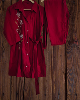 Muslin Long Shirt Co-Ord Set with Hand Embroidery – 2 Pc