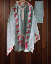 Chanderi Embroidered Kurta Set with Scalloped Dupatta – 3 Pc Fully Stitched Suit