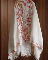 Pakistani Style Cotton Crochet Lace Suit with Sequin Highlights – Unstitched Casual Wear