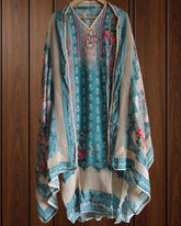 Pakistani Style Muslin Semi- Stitched Suit with Digital Print, Crochet & Mirror Highlights
